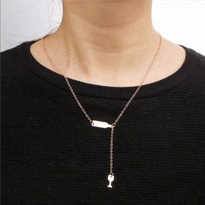 Wine bottle and wine glass pendant necklace